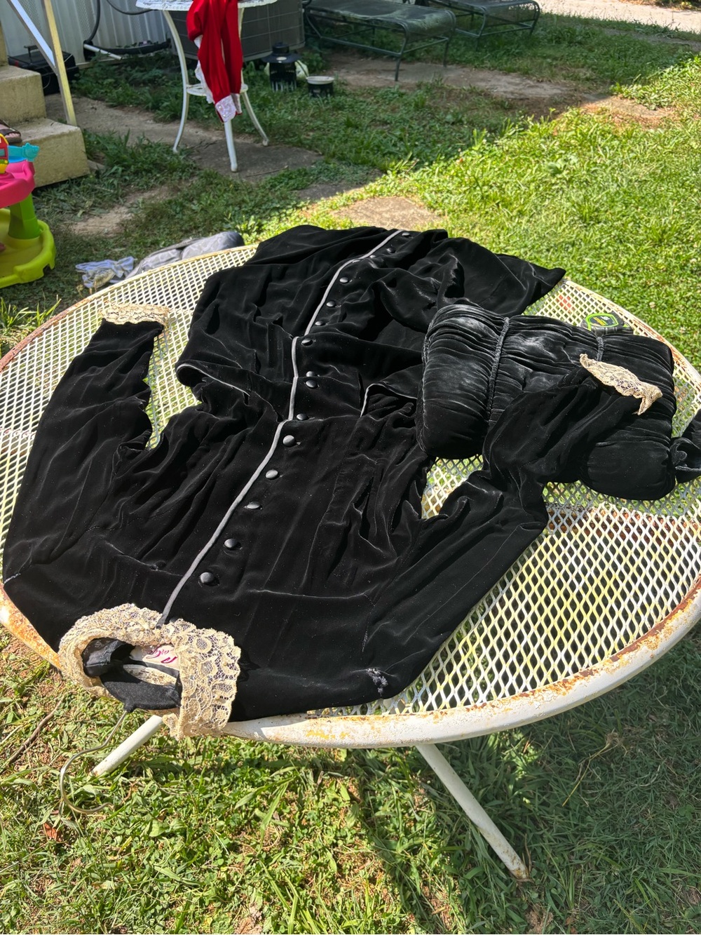 Vintage 40s Carlye Velvet Coat Dress Matching Muff Set Handwarmer S As-Is - Picture 9 of 16